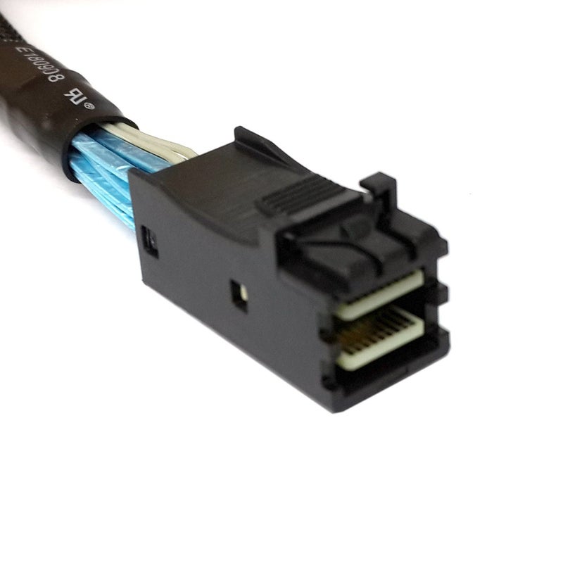 JSER Slim Line SAS 4.0 PCIE4.0 SFF-8654 4i 38pin Host to HD Mini SAS SFF-8643 4i 36pin Target Extension Cable 50cm - Image 1